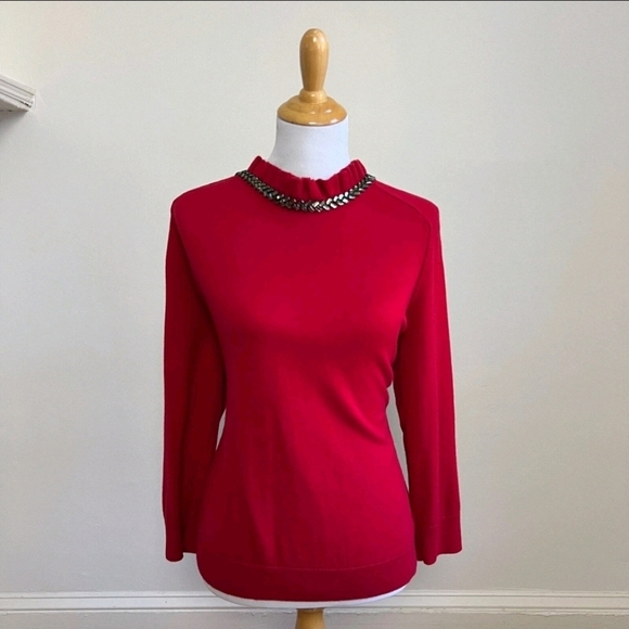 EMBELLISHED-NECK TOP - Picture 2 of 12